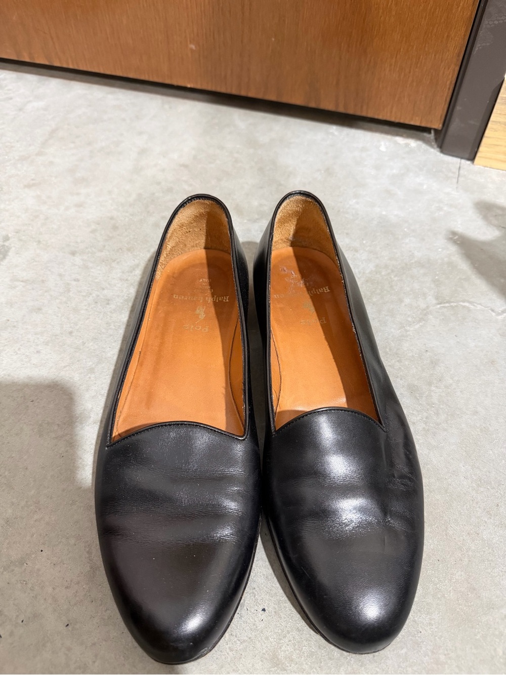 Ralph Lauren Black Leather Slip-On Loafers for Men